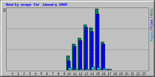 Hourly usage for January 2005